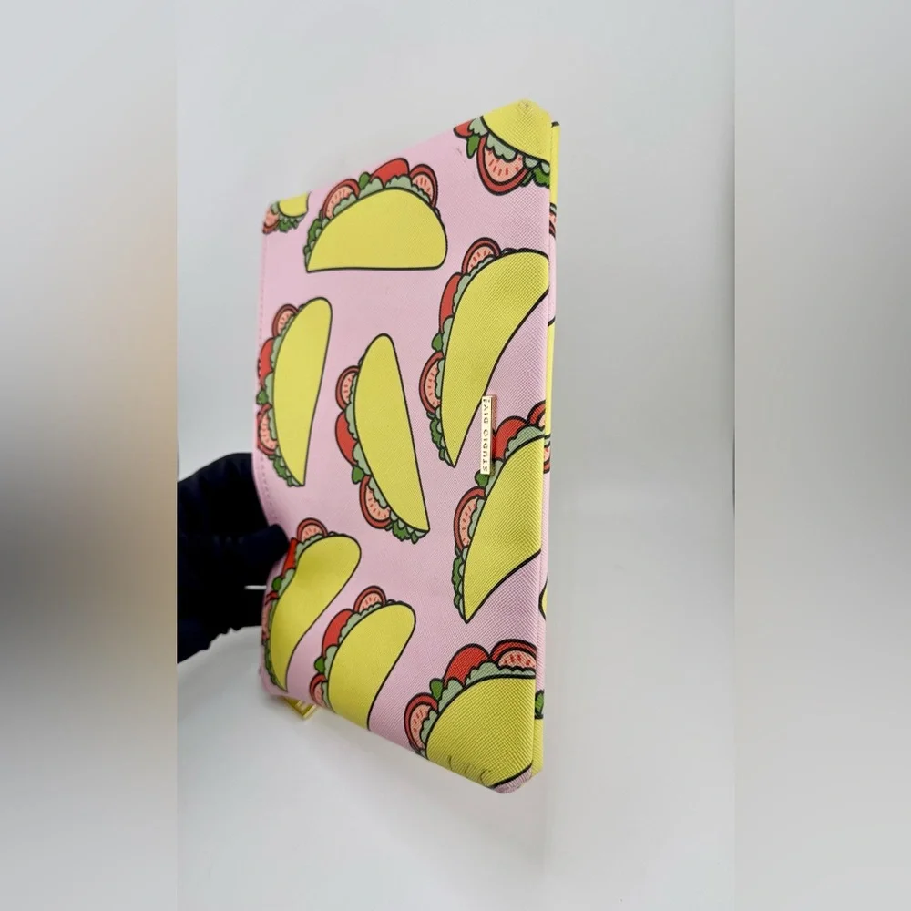 Studio DIY Taco Print Cosmetic Bag Pouch or Clutch with Gold Hardware Pink - Picture 7 of 10
